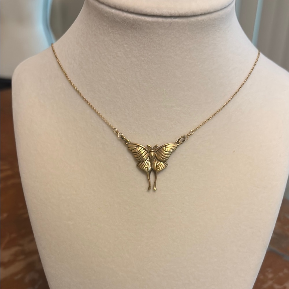 Elegant Gold Lunar Moth Pendant Necklace